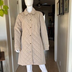 Lands End Quilted Waterproof Taupe Women's Coat Like New Size 16